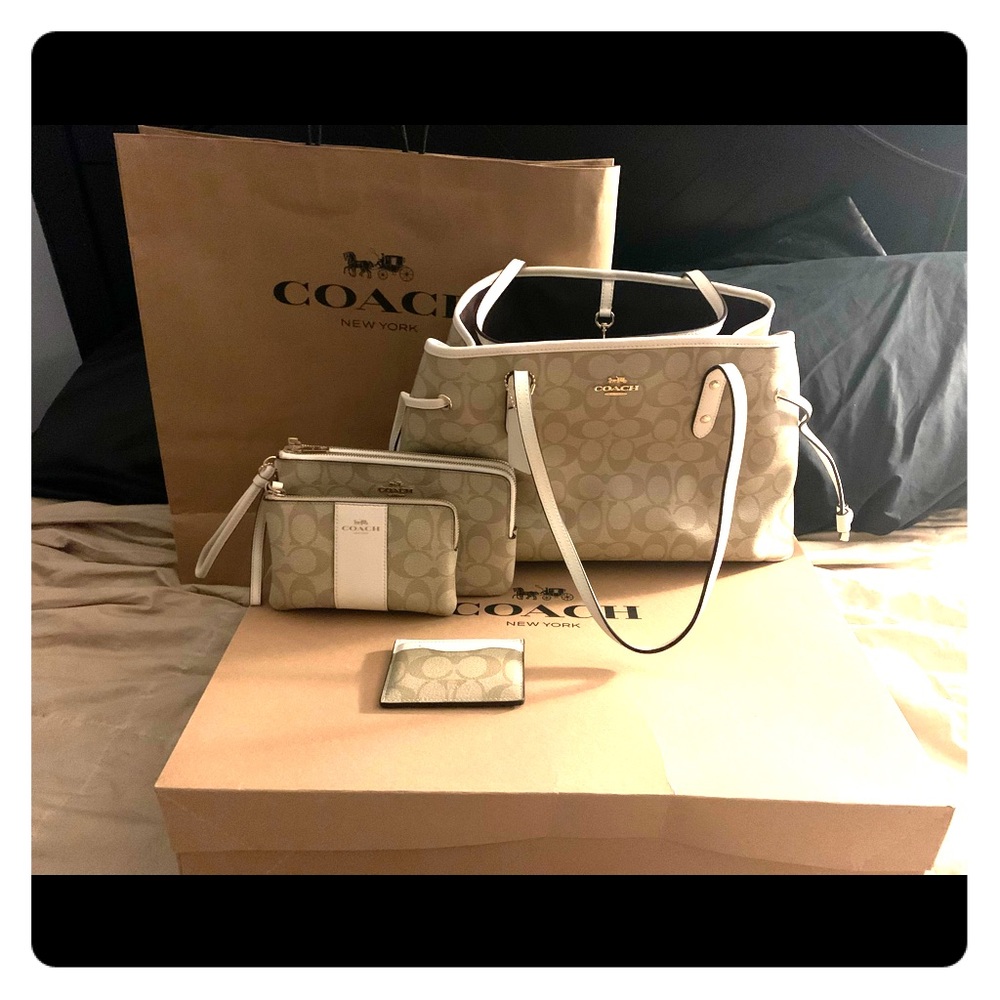 SOLD Coach drawstring carry all bag bundle